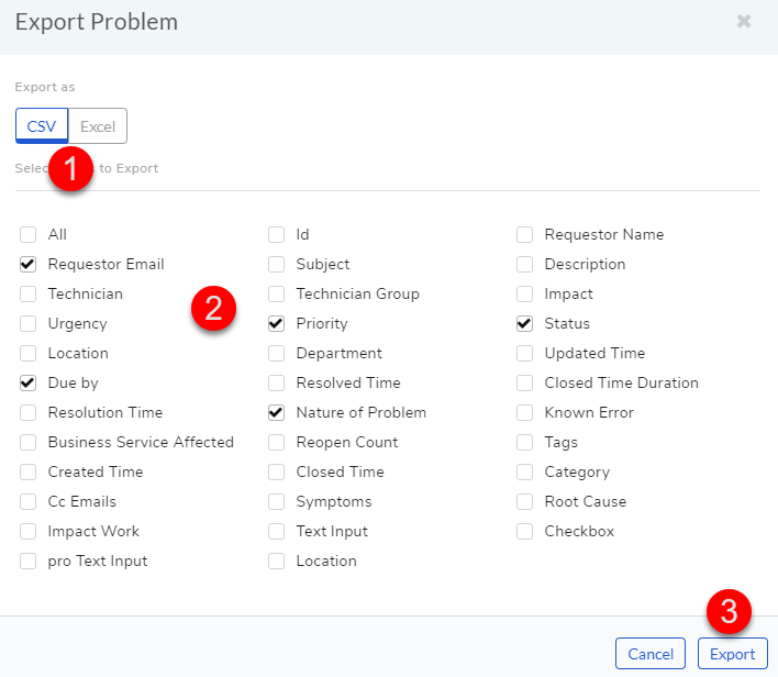 Export problem Tickets