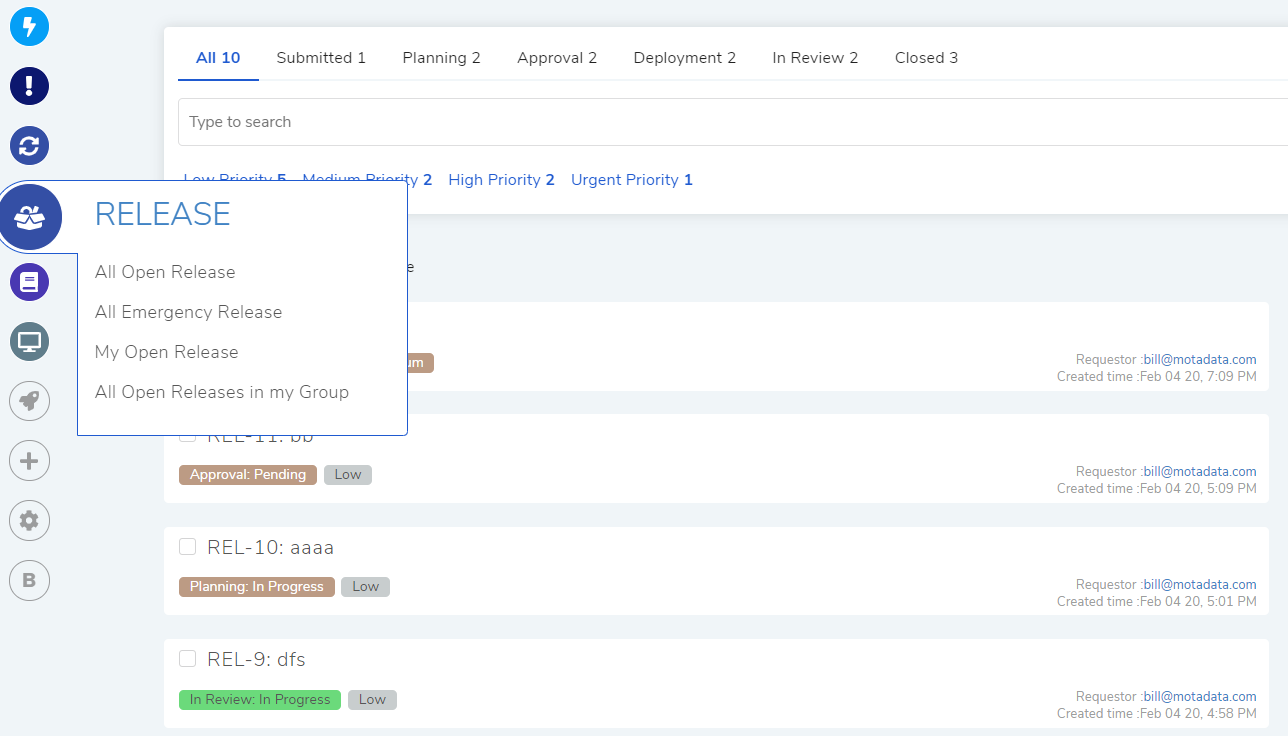 Release List view