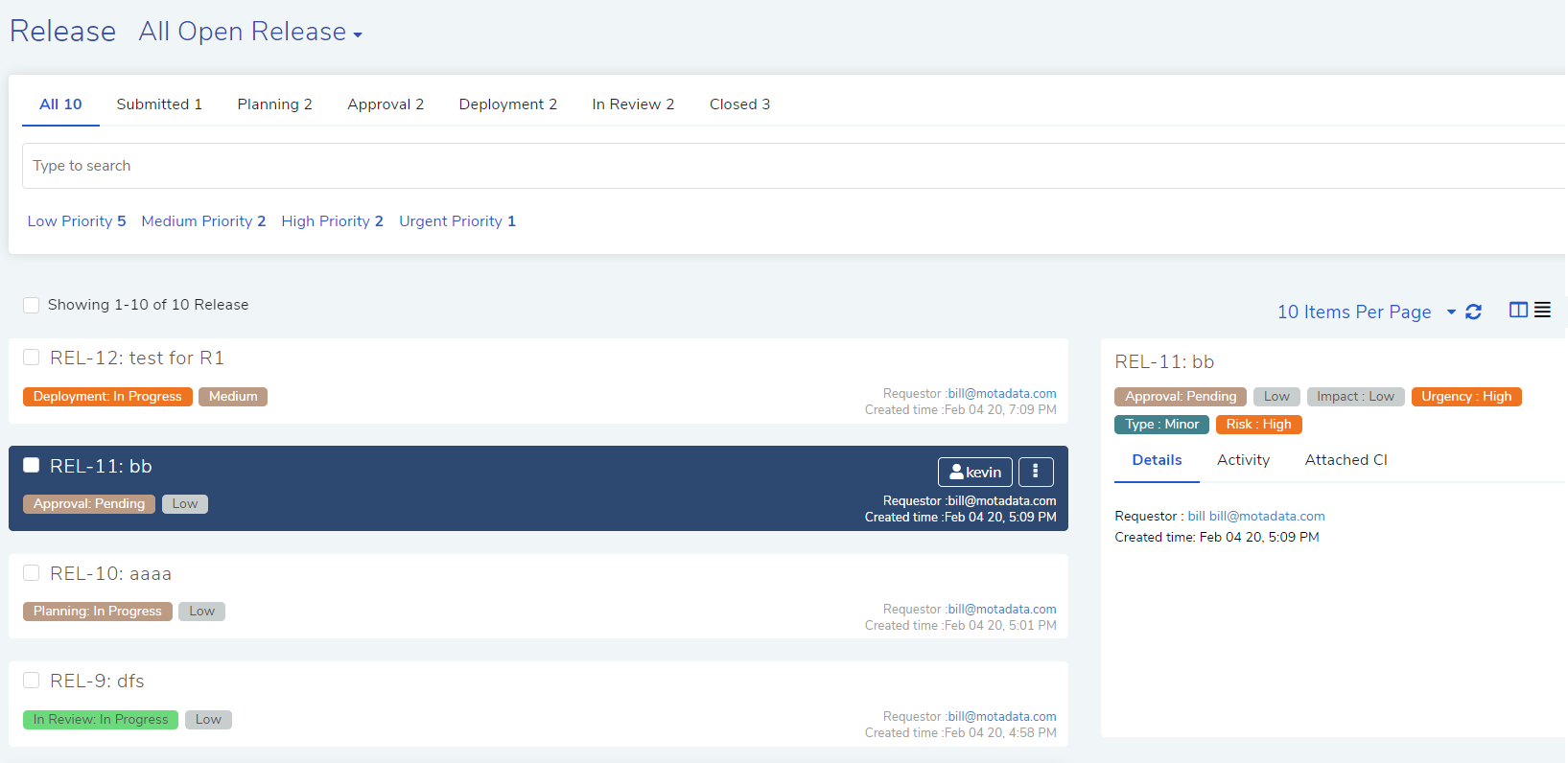 Release List view