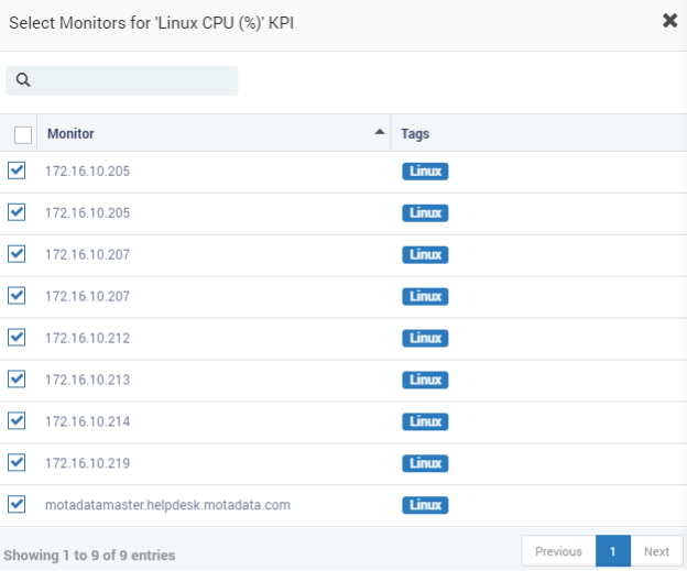 Monitor selection