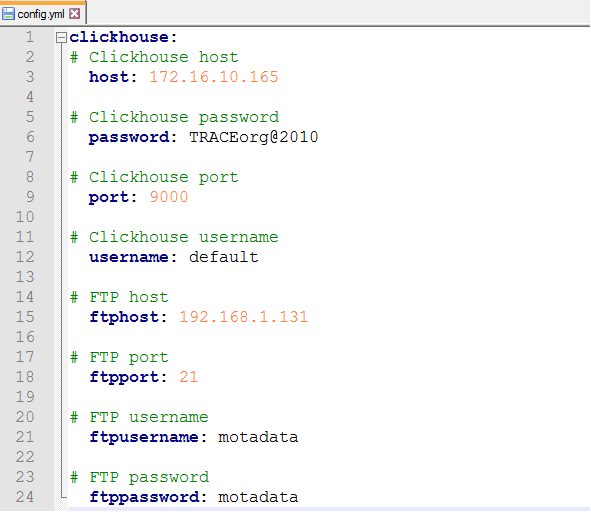 make changes in config file