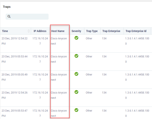 DNS resolved in Trap menu