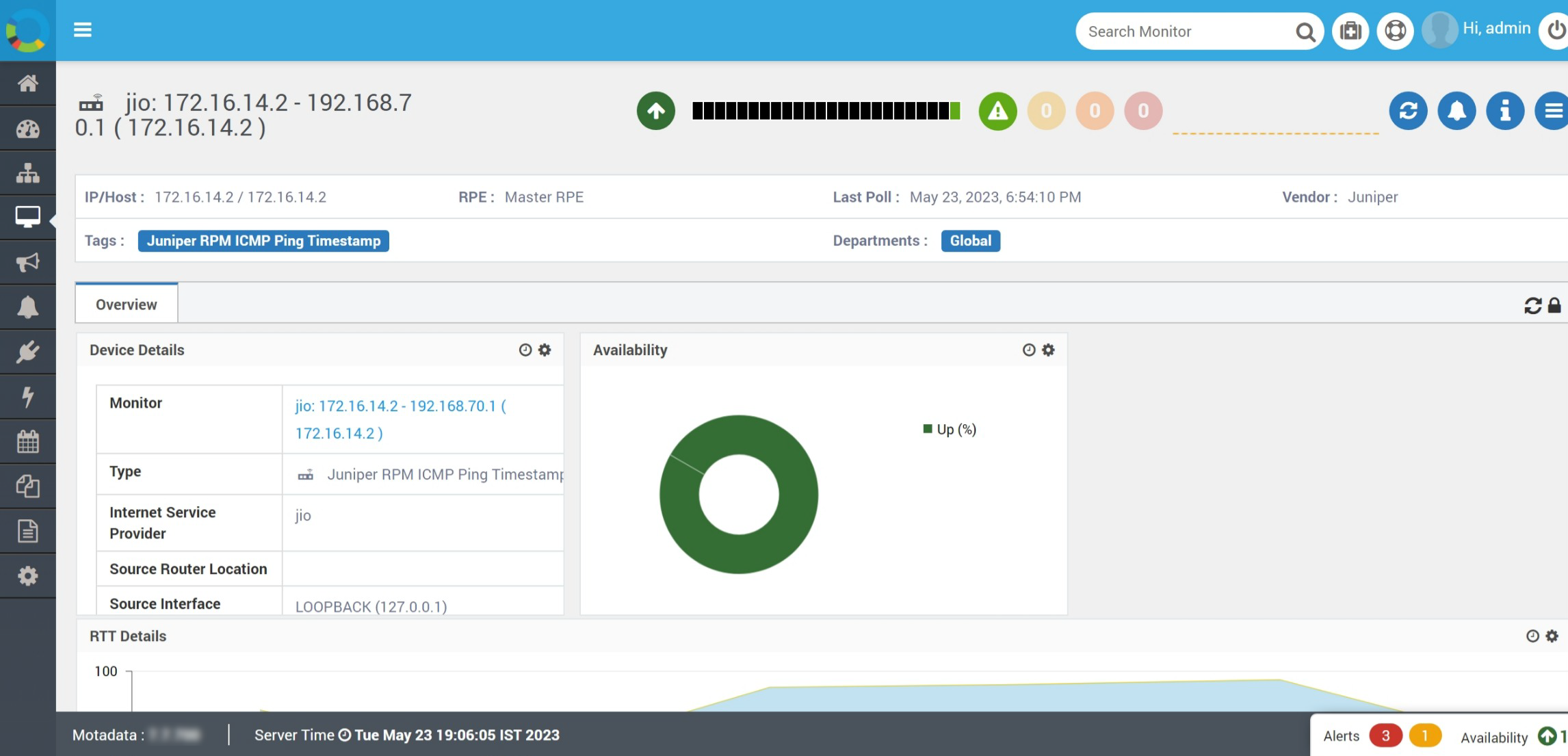 Juniper RPM ICMP Ping Timestamp