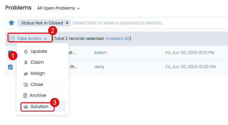 Bulk operations in Problem