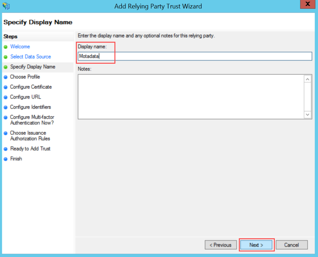 Specify Display Name