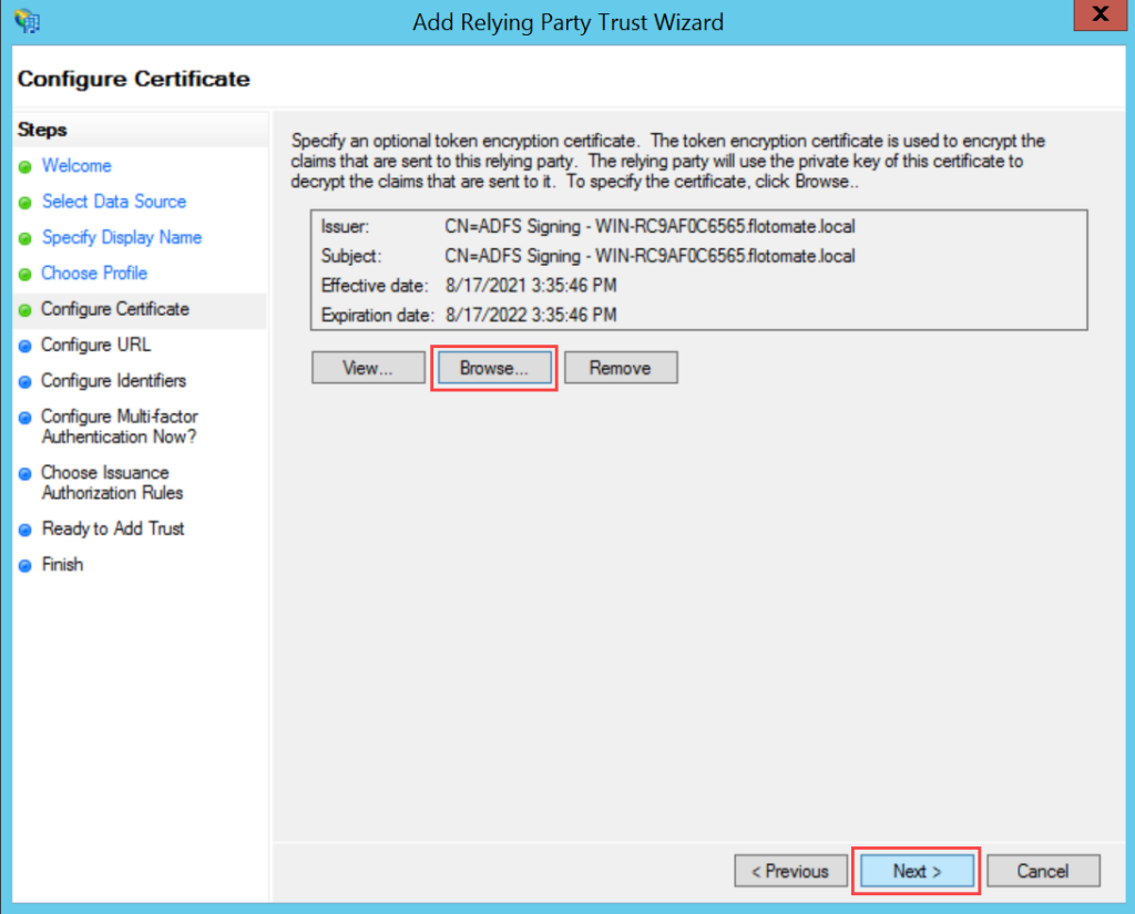 Configure Certificate