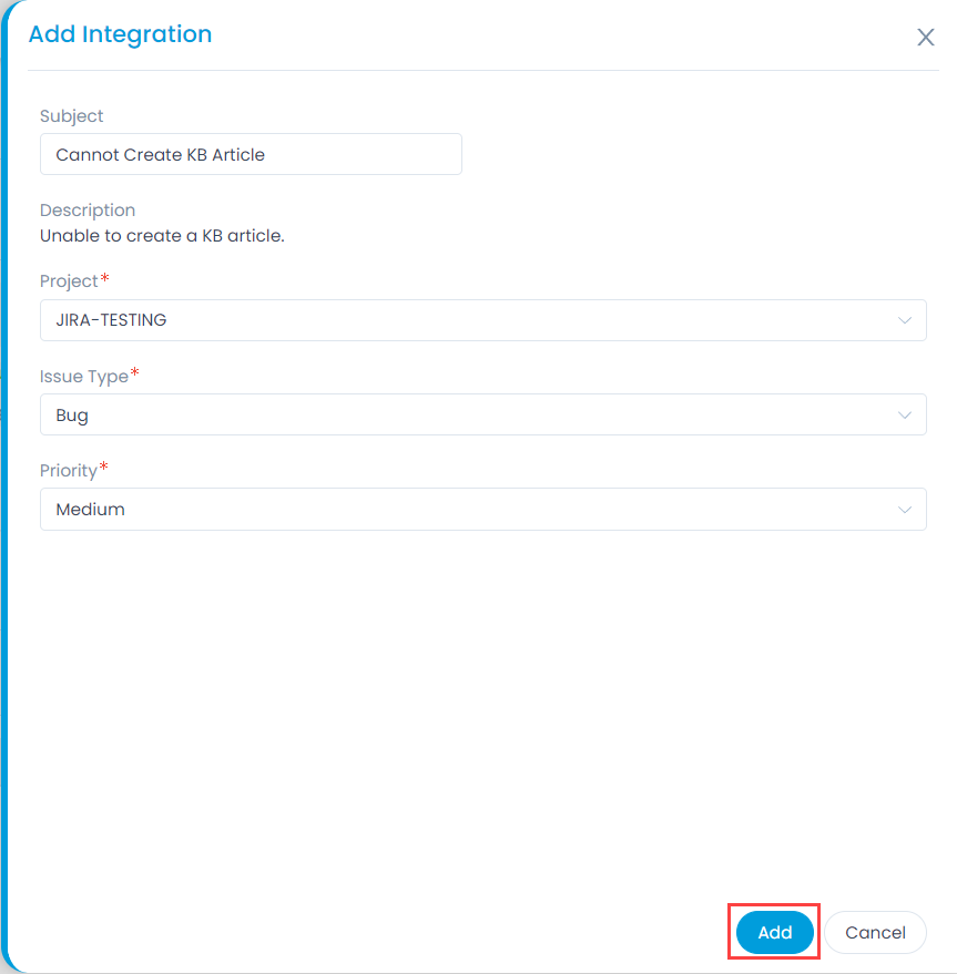 Add Integration page