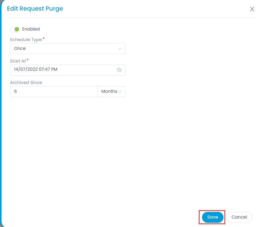 Schedule Type as Once