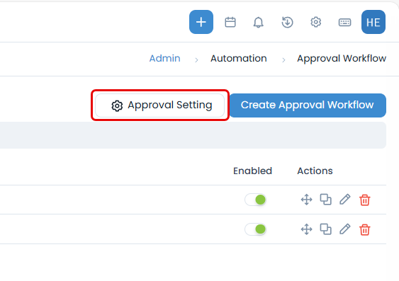 Approval Settings link