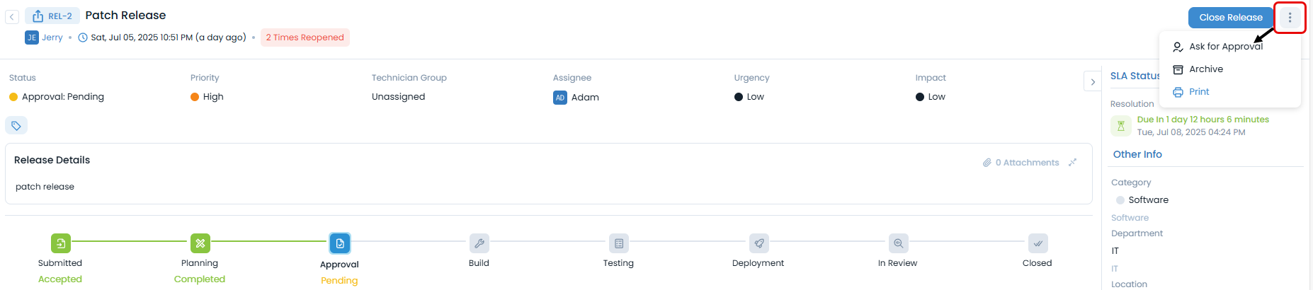 Ask for Approval Option
