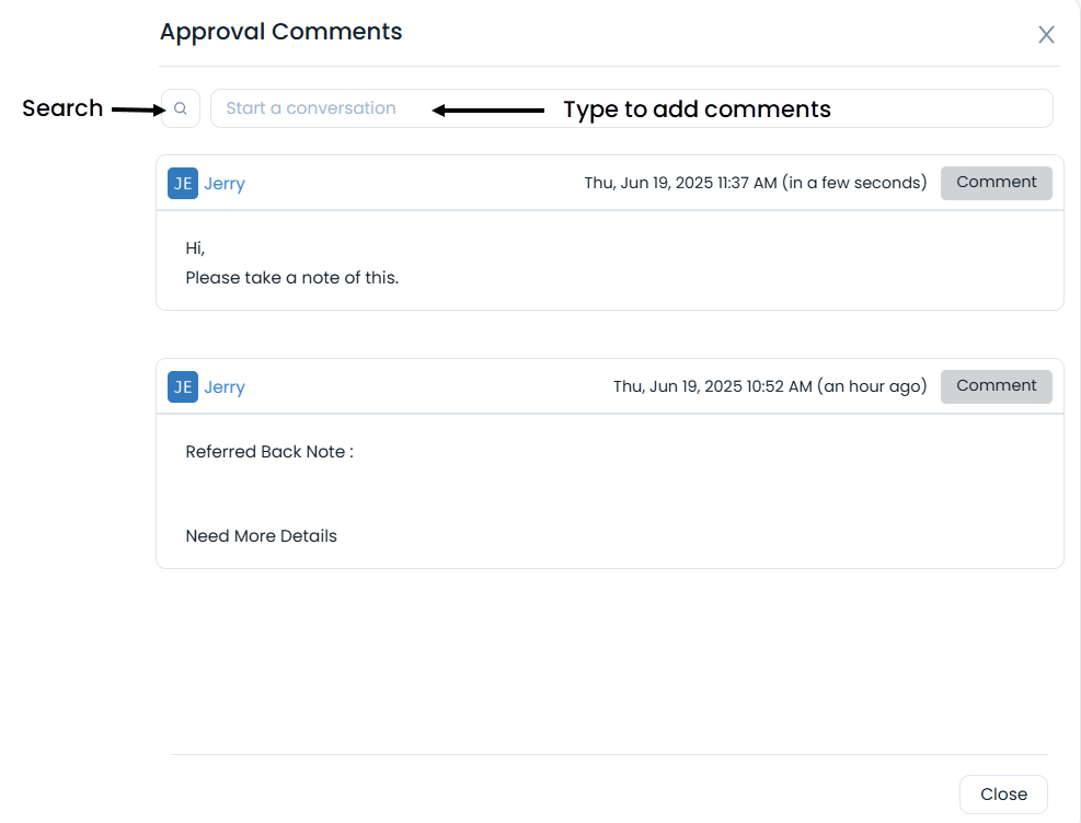 Options in the Approval tab