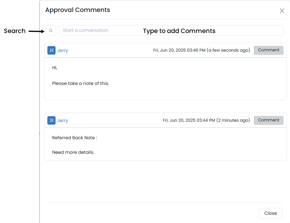 Options in the Approval tab