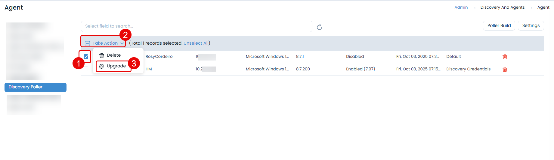 Poller Bulk Upgrade Confirmation
