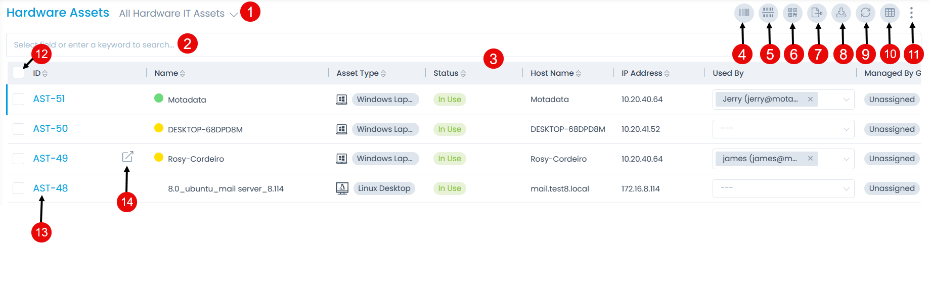 Options on the List Page