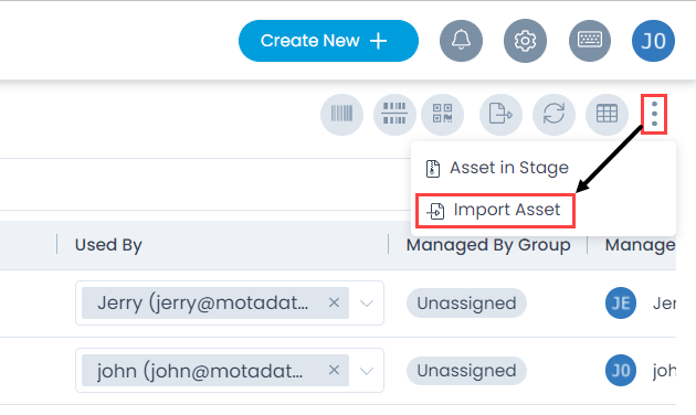 Import Asset Option