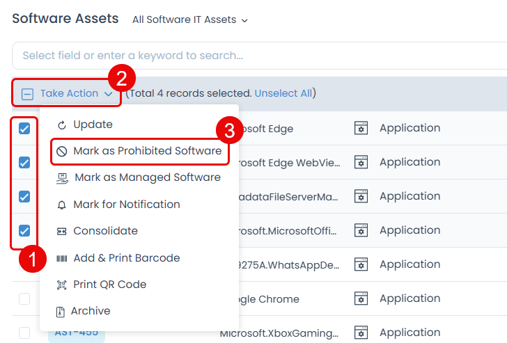 Mark as Prohibited Software Option.