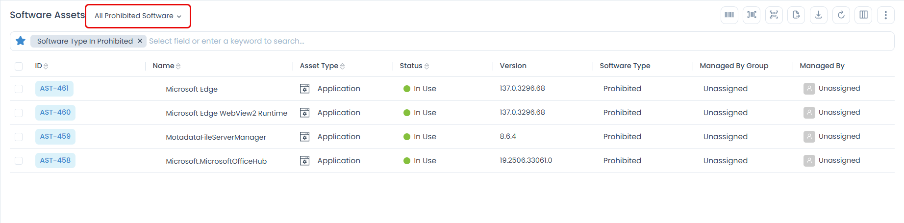 Viewing All Prohibited Software