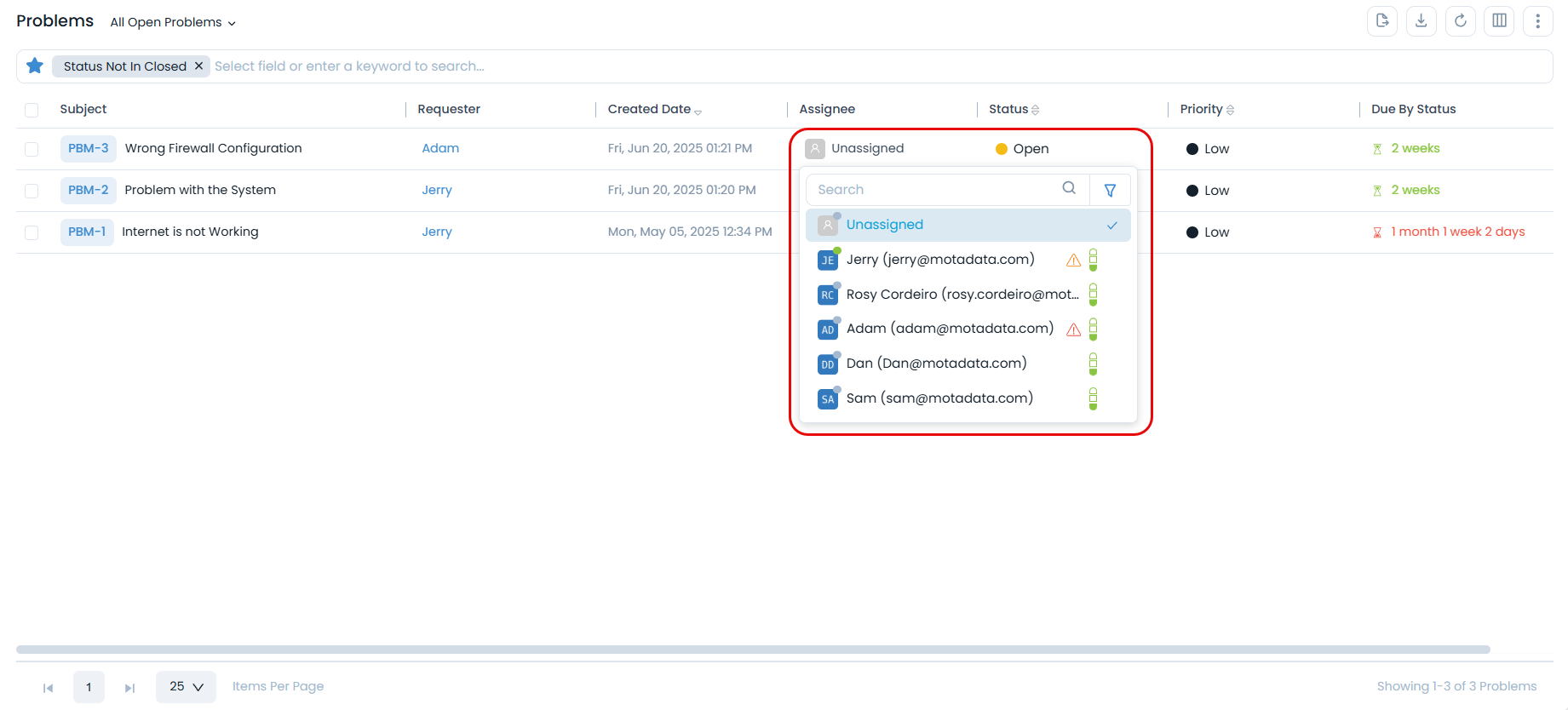 Assign a Problem to Technician