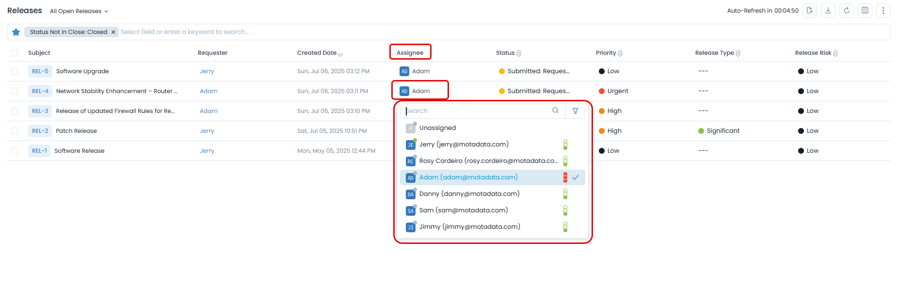 Select your name from the dropdown