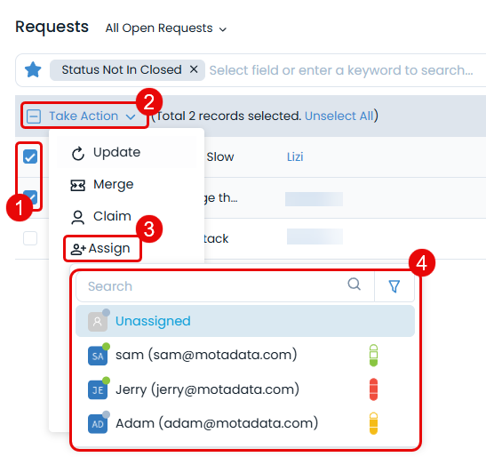 Selecting and Assigning Requests