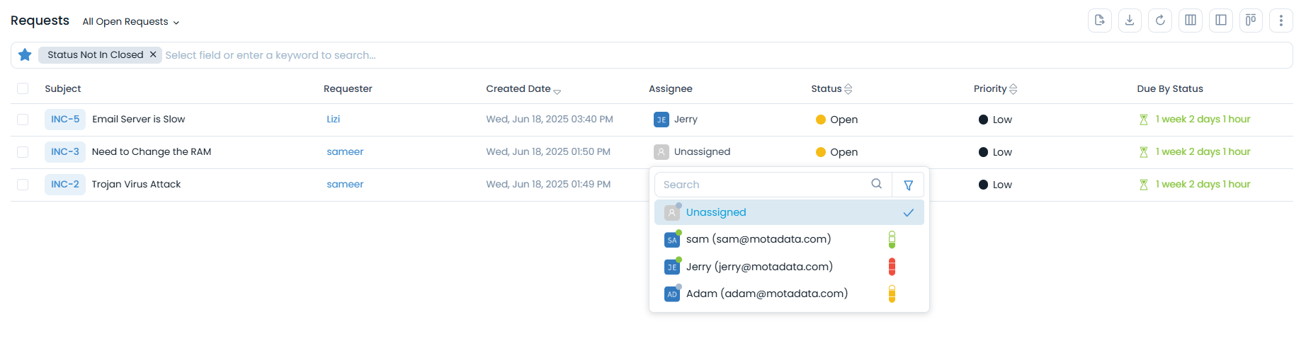 Select your name in technician dropdown