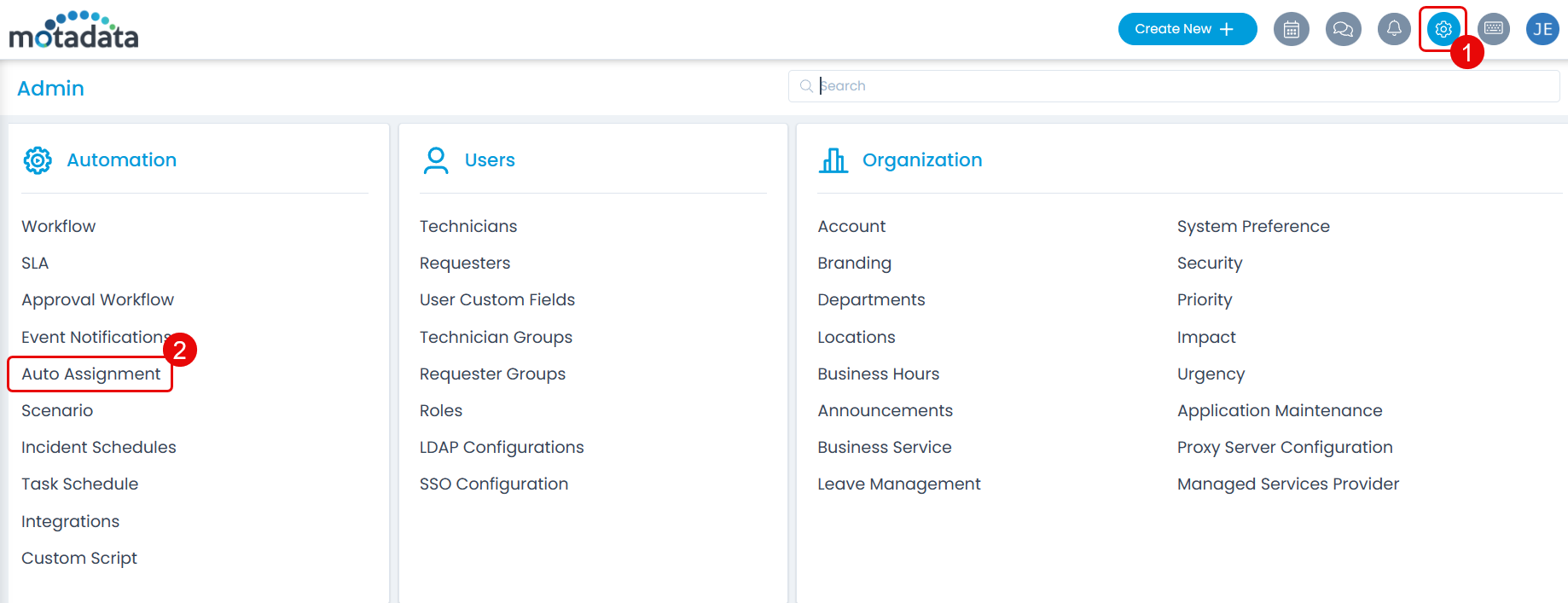 Auto Assignment Menu