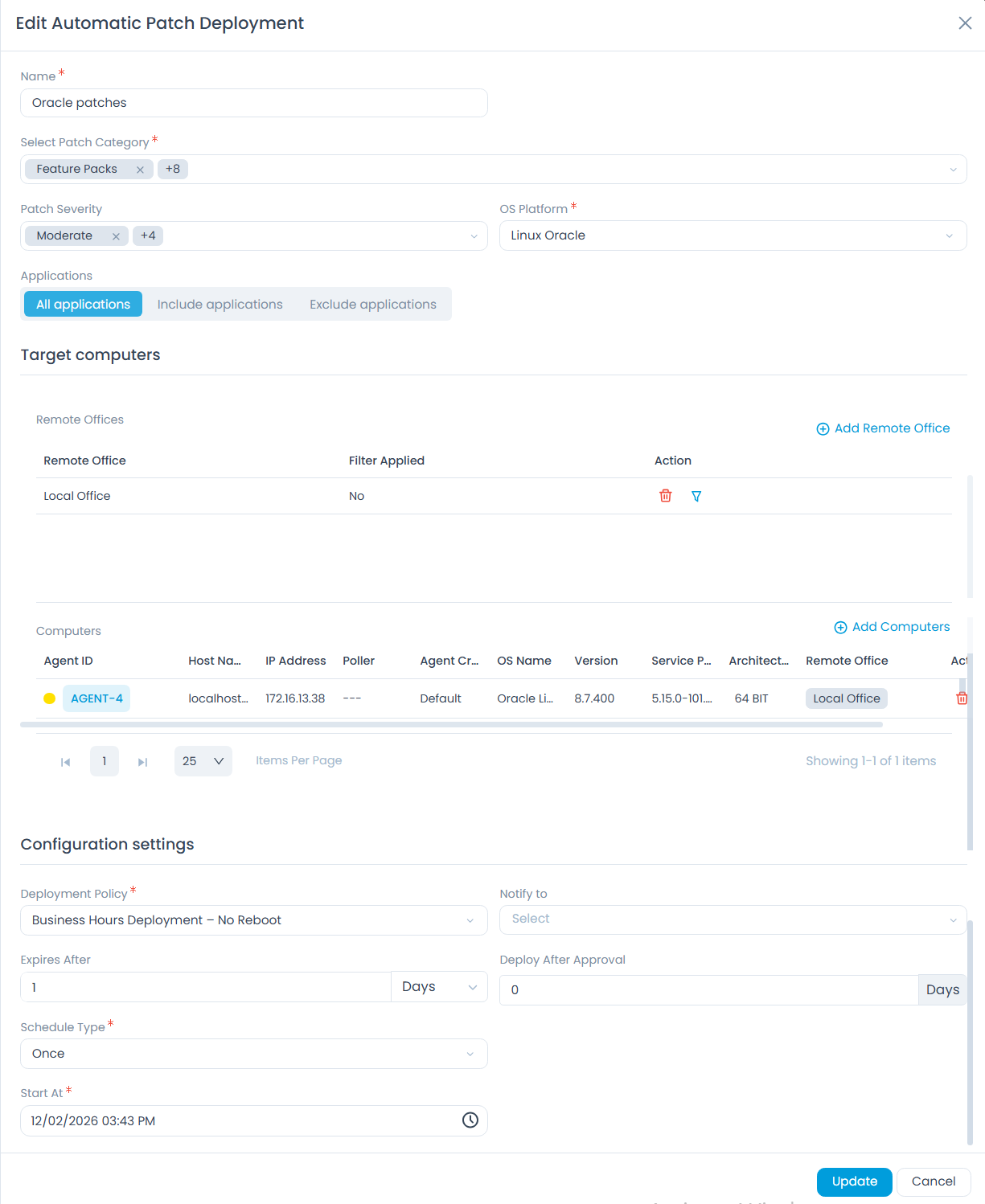 Edit Automatic Patch Deployment