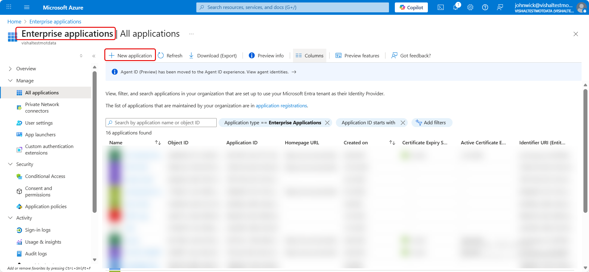 Create New Application
