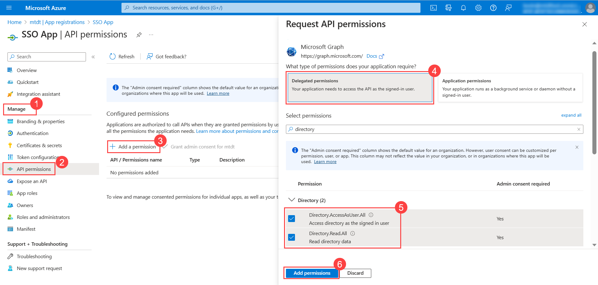 Delegated permissions