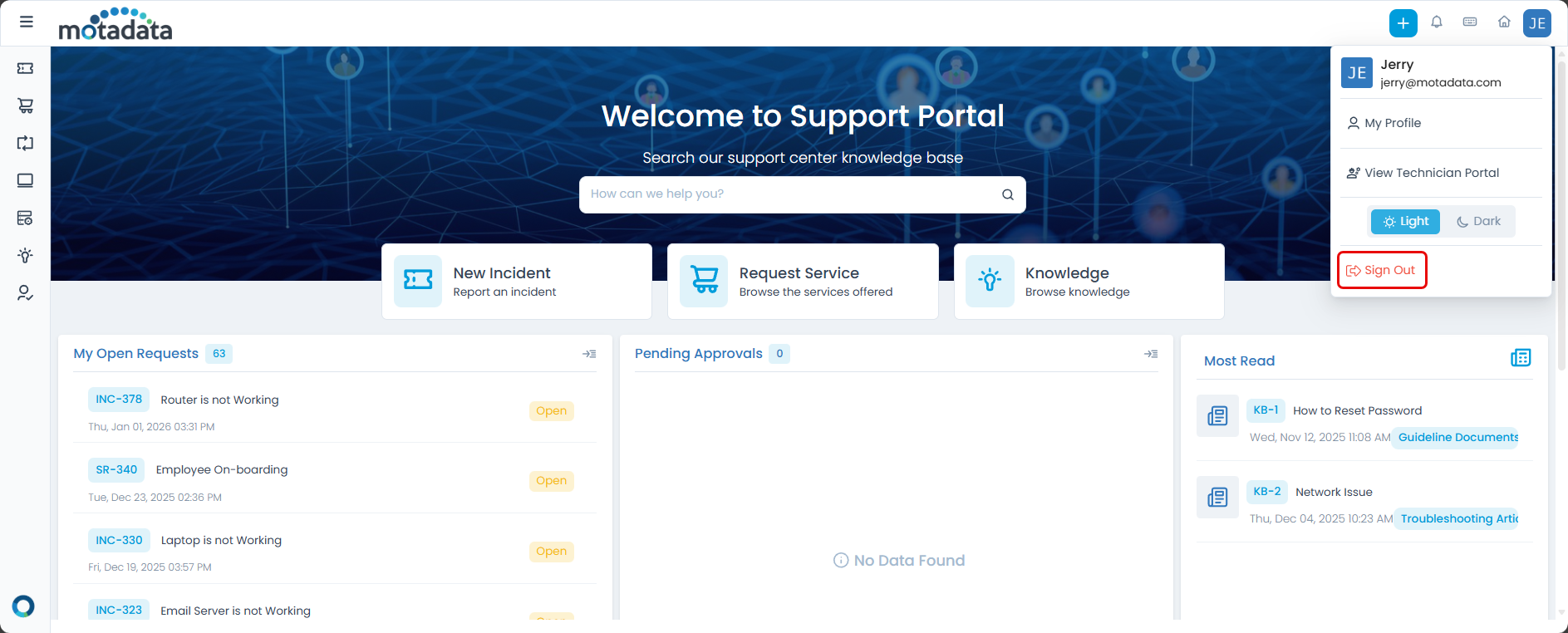 Signing-Out from the ServiceOps Portal