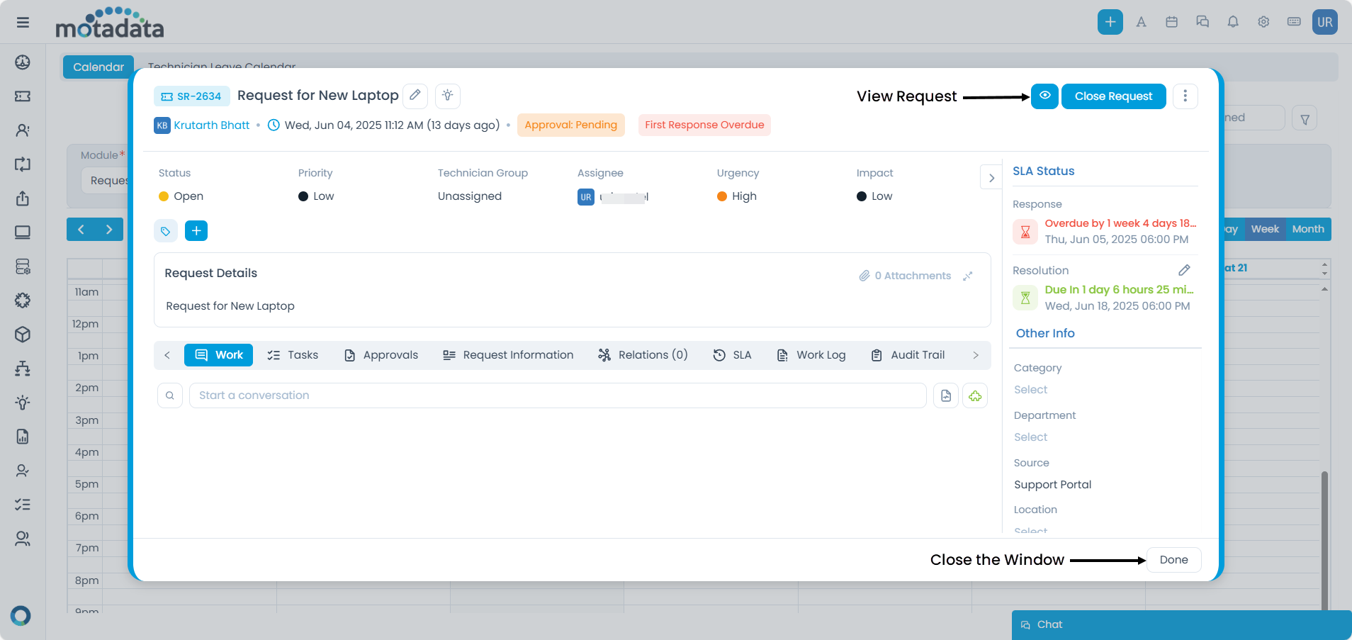 Viewing Request Details