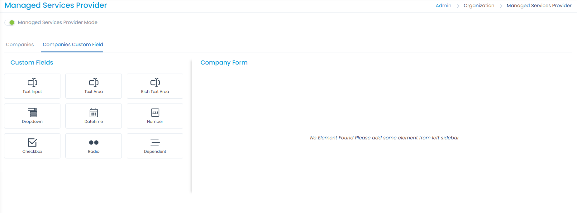 Companies Custom Field