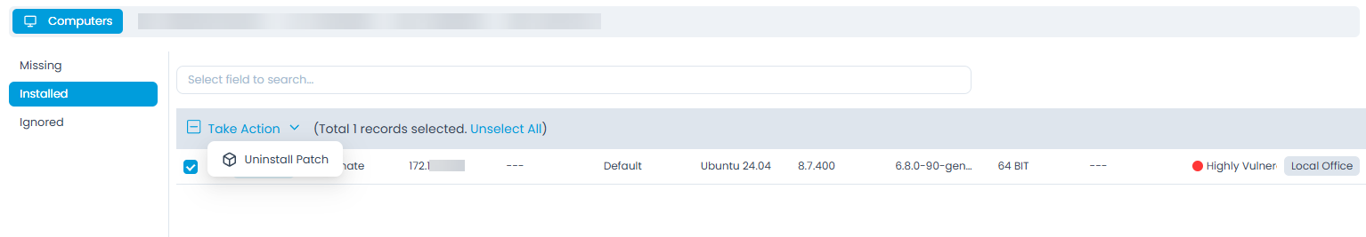Computers in which Patch is Installed