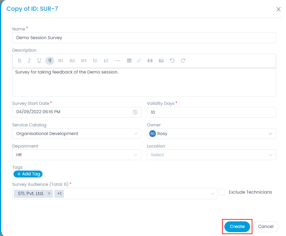 Create Copy of a Survey