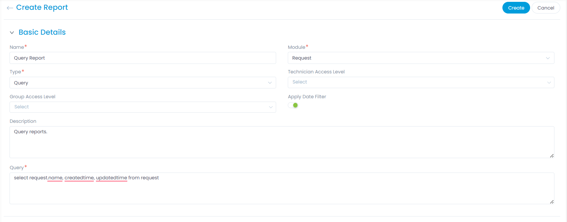 Creating Query Report