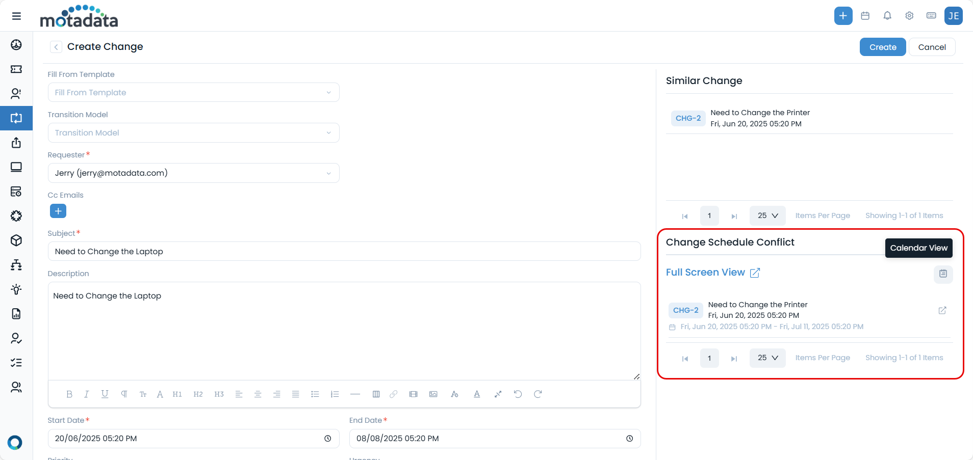 Change Schedule Conflict (List View)