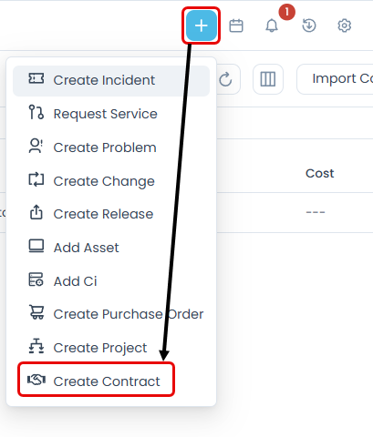 Create Contract Button