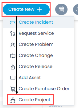 Create Project Option