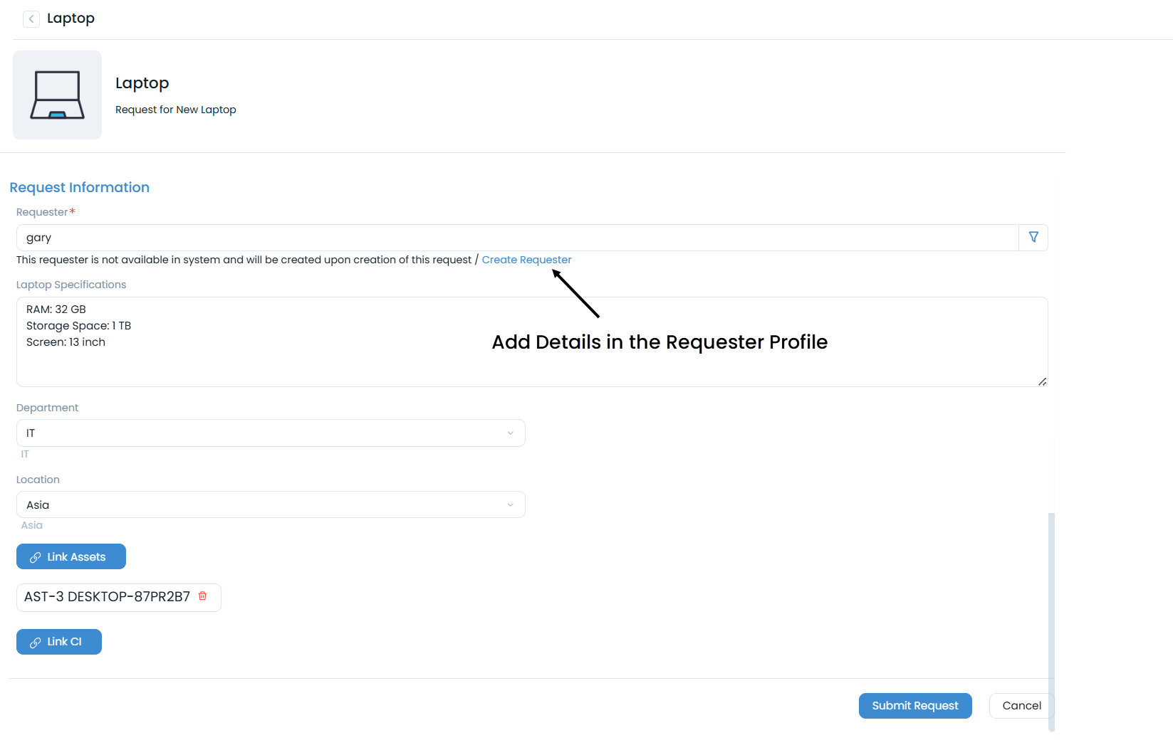 Submit Service Request