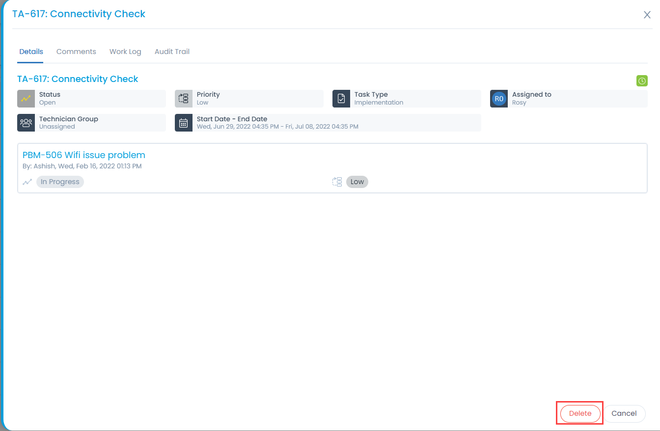 Delete from the Details Page