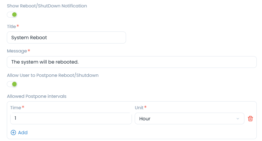 Show Reboot/Shutdown Notification Parameters