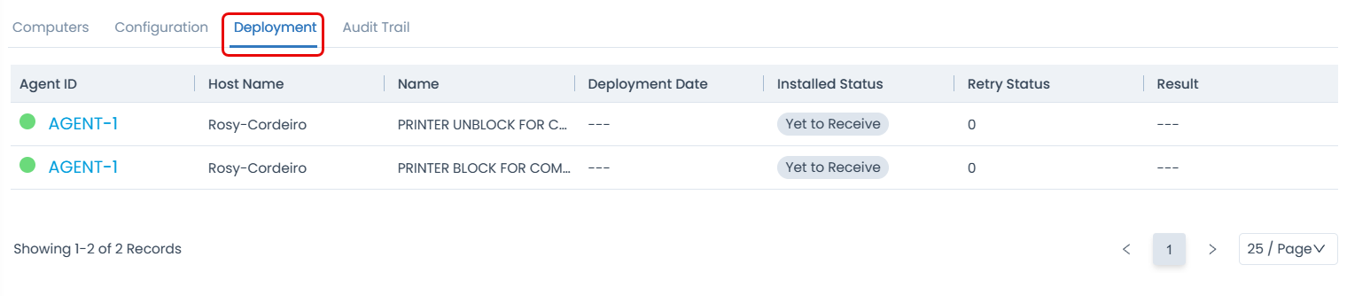 Deployment Tab