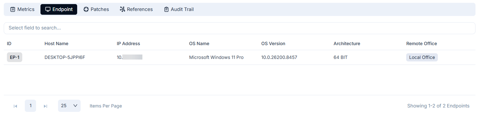 Endpoint tab
