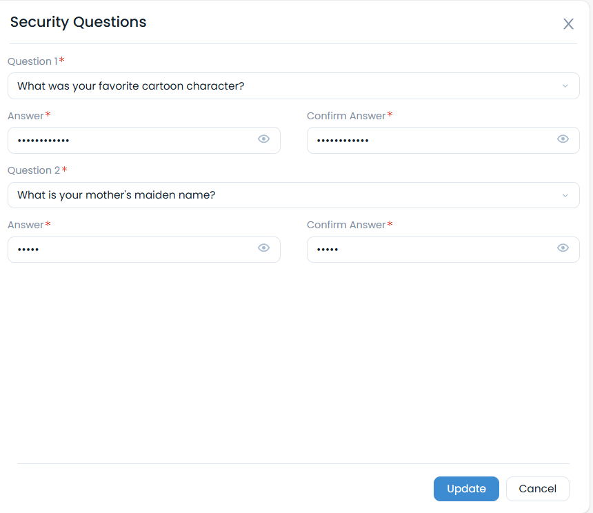 Configure the Security Questions