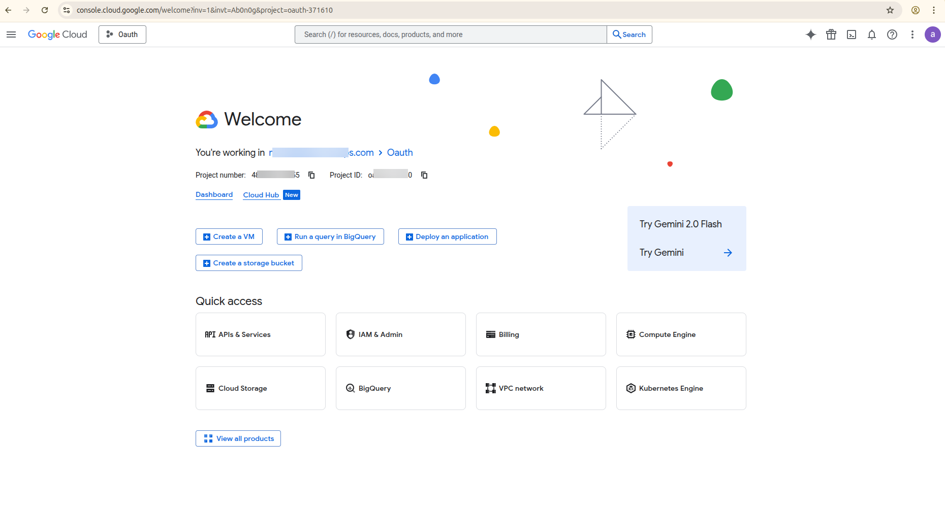 Create a new project in Google Cloud Console