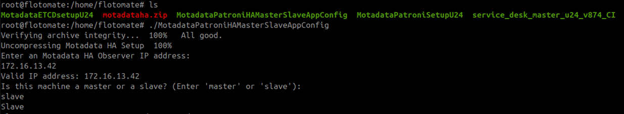 Terminal showing slave entered at the machine role prompt on APP 2