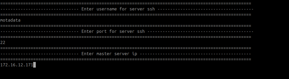 Terminal showing SSH username, port, and Master APP IP prompts on the Observer