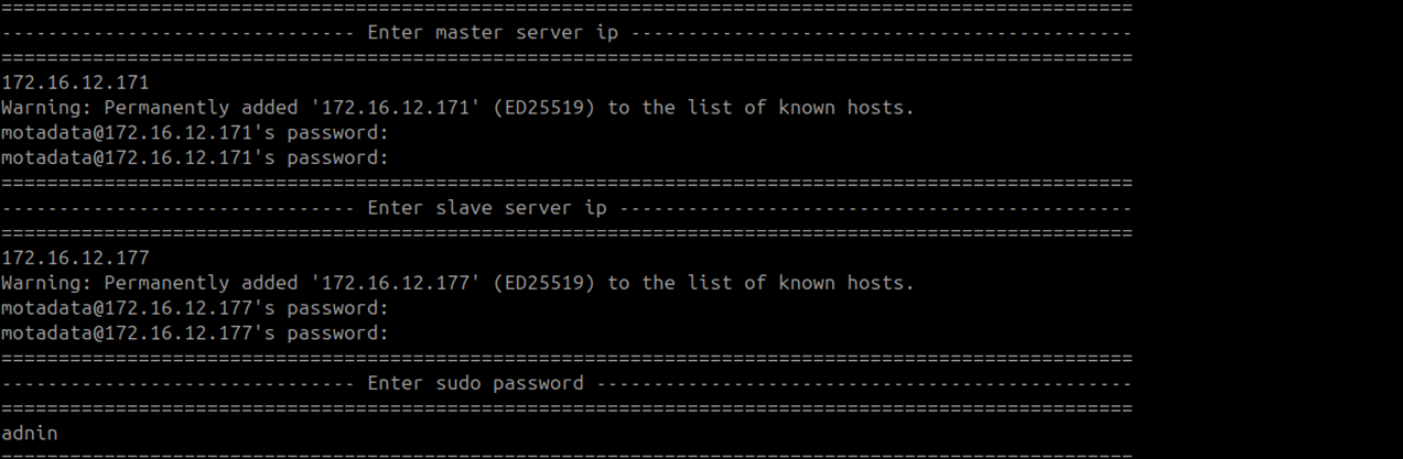 Terminal showing the Master APP SSH password confirmation prompt on the Observer