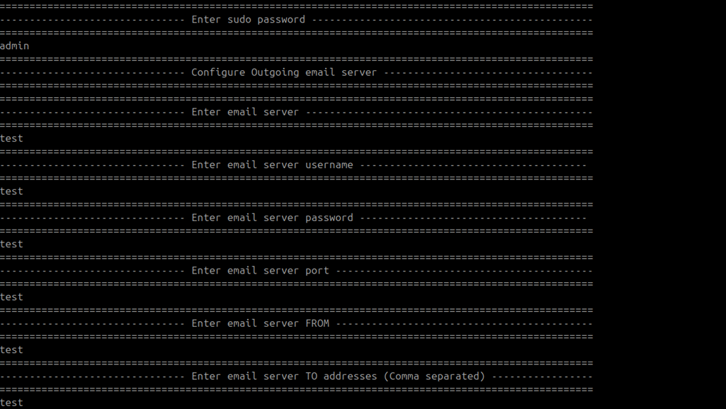 Terminal showing the Slave APP IP, password, and email configuration prompts on the Observer