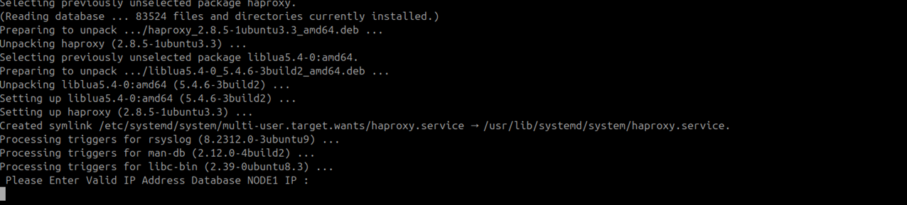 Terminal showing the HAProxy configuration prompt after typing yes